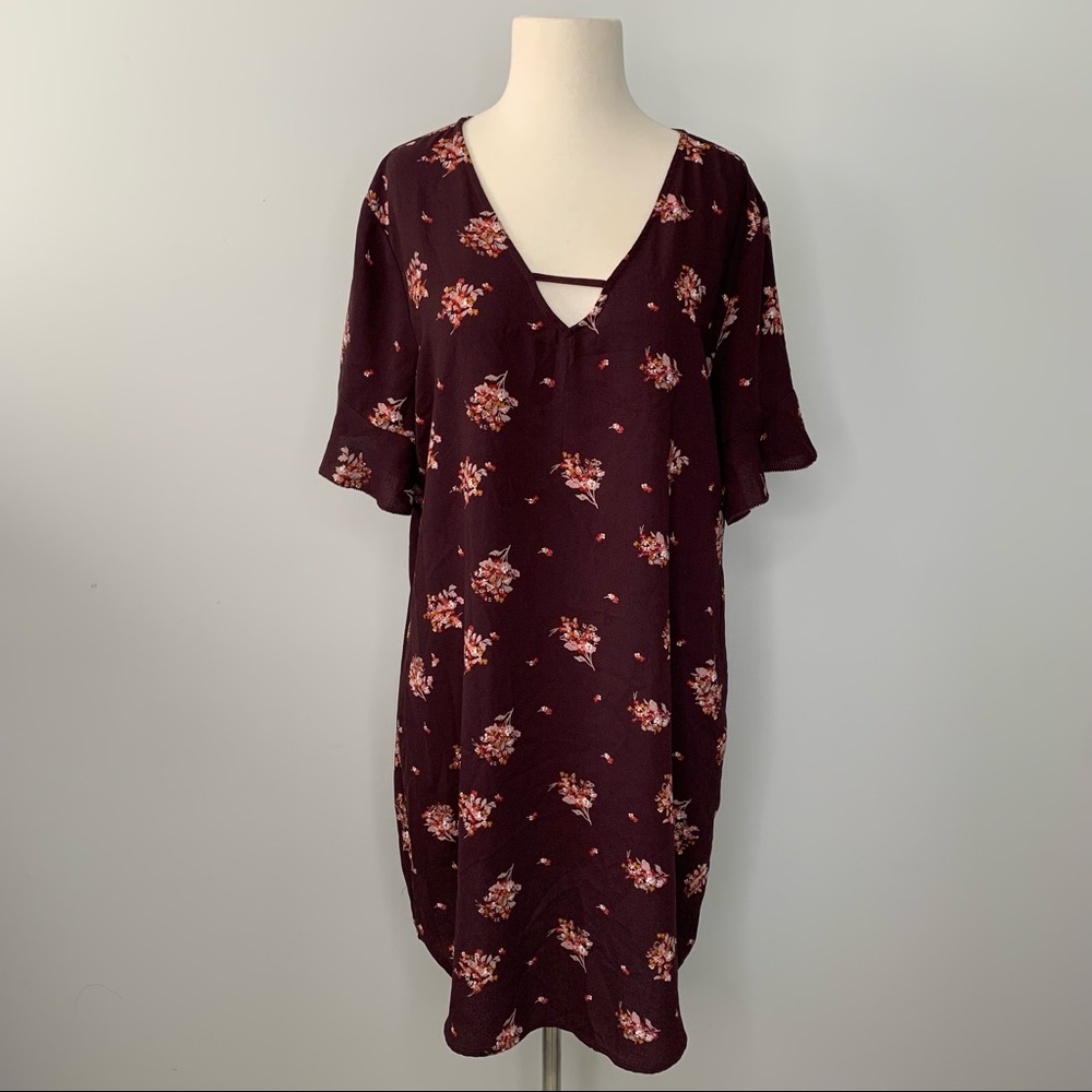 Maurices Burgundy Floral Dress